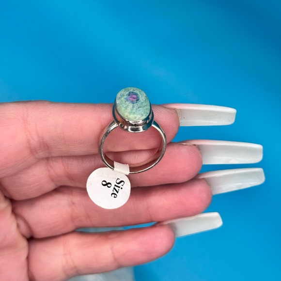 Ruby Fuchsite Genuine Gemstone Ring 925 Sterling Size 8 Oval UV Ruby Ring - Picture 2 of 5